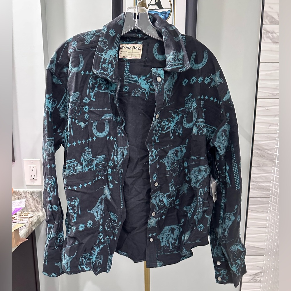 NWT Free People We The Free Calico Flannel Shirt Size S - Picture 8 of 12